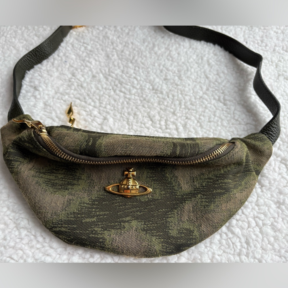 Vivienne Westwood Designer Green Canvas Fanny Waist Belt Bag